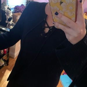 Old Navy Lace Up Sweater with Bell Sleeves